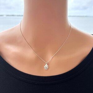 Liz Claiborne Cupcake Pendant Necklace Silver Tone